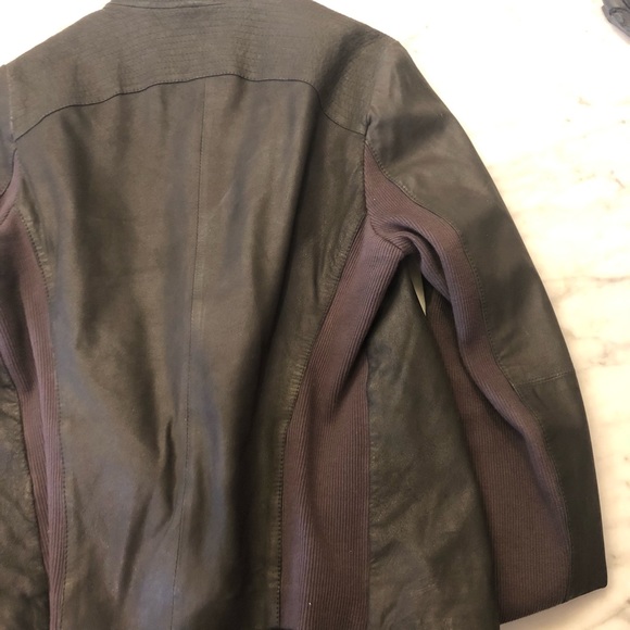 Elie Tahari Andreas Drape Gray Lamb Leather Jacket - Picture 5 of 16